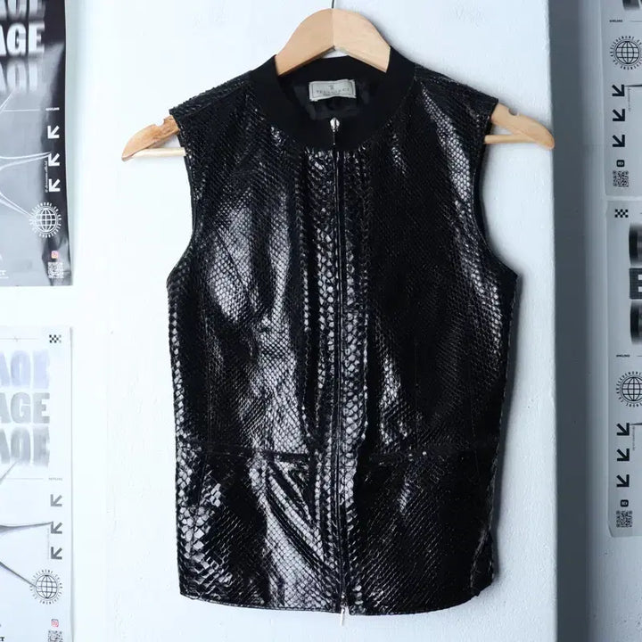 [BUNJANG] W. Trussardi Snake Pattern Zip-Up Windbreaker Jacket / W(S) 트루사르디 집업 바람막이 점퍼자켓 조끼 뱀피패턴-1758B