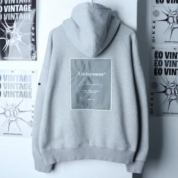 [BUNJANG] Andersson Bell Gray Fleece Hoodie / (XL-2XL) 앤더슨벨 후드티셔츠 그레이 기모 올드스쿨-1758D