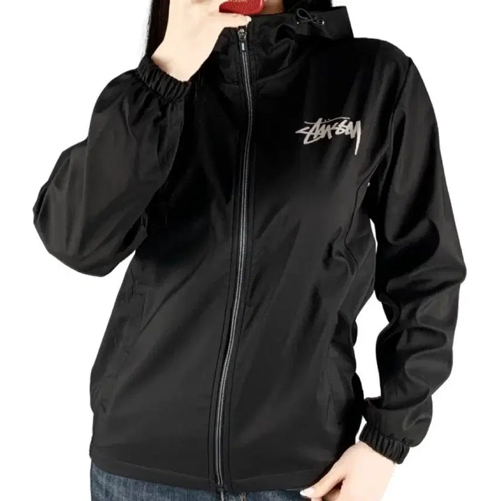 [BUNJANG] Stussy Black Hooded Windbreaker Jacket / 스투시 블랙 후드 바람막이 자켓