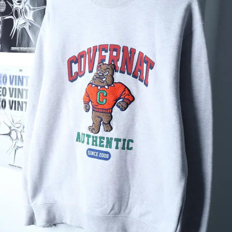 [BUNJANG] Covernat Big Logo Melange Pullover Sweatshirt / (L) 커버낫 맨투맨 티셔츠 빅로고 멜란지 풀오버 올드스쿨-175AB