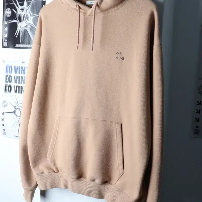 [BUNJANG] Clove Small Logo Beige Hoodie / (F) 클로브 후드티셔츠 스몰로고 베이지 올드스쿨-175B4