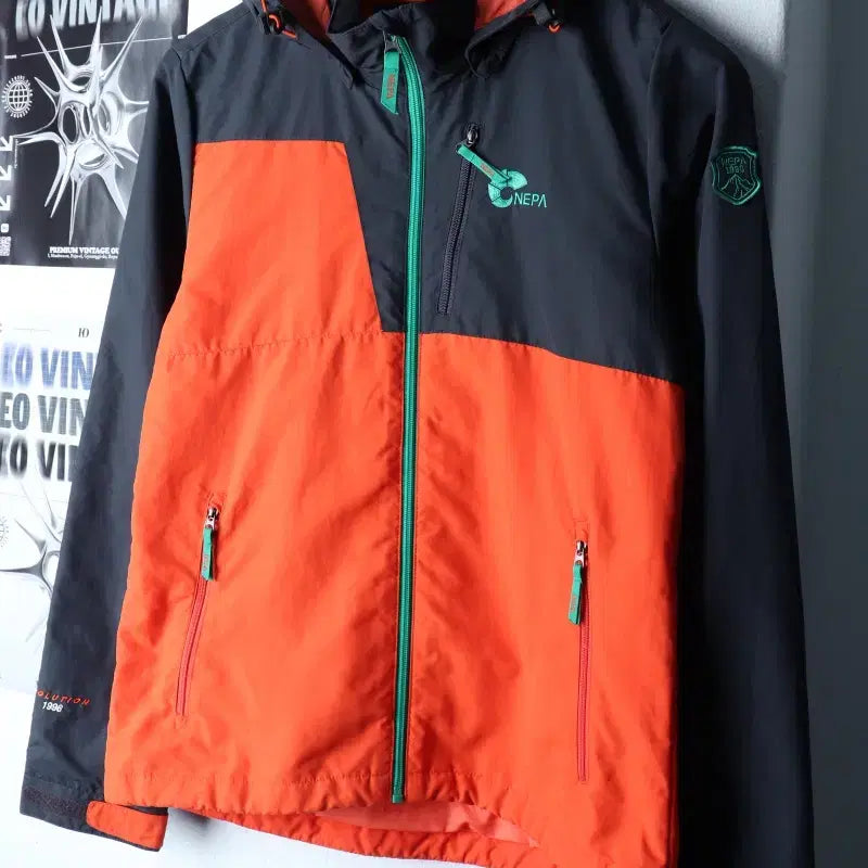 [BUNJANG] Nepa Lightweight Orange Windbreaker Jacket / (S) 네파 집업 바람막이 점퍼자켓 경량 오렌지 올드스쿨-175B6