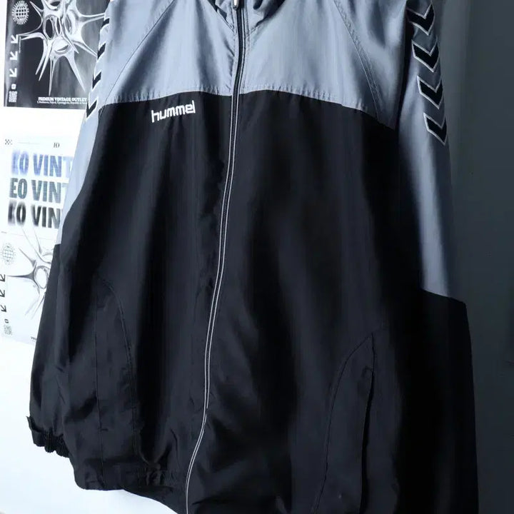 [BUNJANG] Hummel Gray Windbreaker Jacket / (2XL) 험멜 집업 바람막이 점퍼자켓 빅사이즈 그레이-175BD