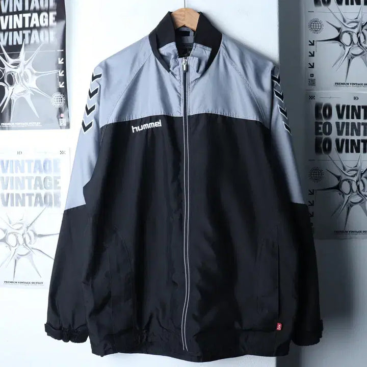 [BUNJANG] Hummel Gray Windbreaker Jacket / (2XL) 험멜 집업 바람막이 점퍼자켓 빅사이즈 그레이-175BD