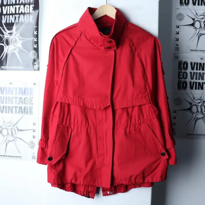 [BUNJANG] W(M) ZIGGET Windbreaker Jacket Red / W(M) 지컷 집업 바람막이 점퍼자켓 견장 레드 아메카지-175BF