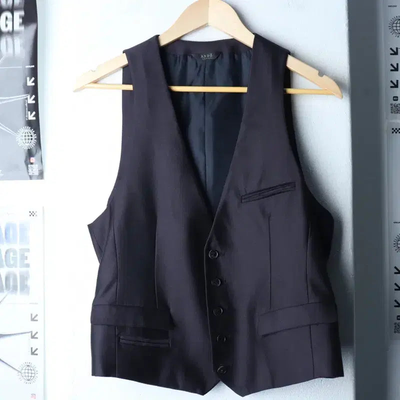 [BUNJANG] ANDZ Navy Wool Windbreaker Jacket / (M) 앤드지 집업 바람막이 점퍼자켓 정장 조끼 네이비 울-175C2