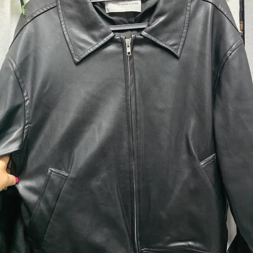 [BUNJANG] Generic Faux Leather Jacket / 인조가죽점퍼