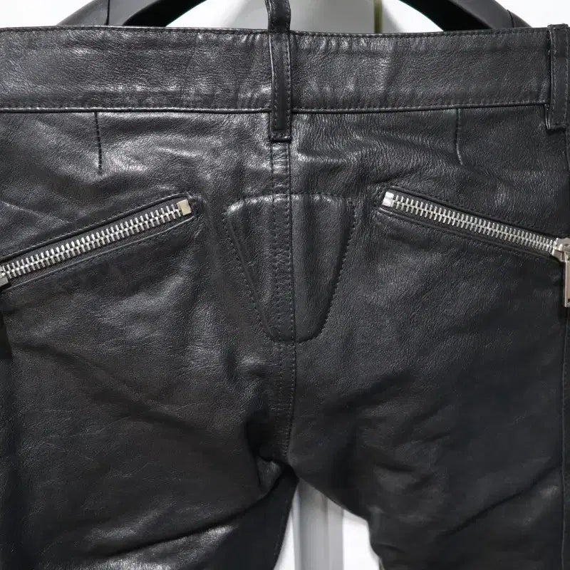 [BUNJANG] DSQUARED2 Leather Lace-up Pants / DSQUARED2 블랙 가죽 레이스업 바지 48 정품 새제품-레어템