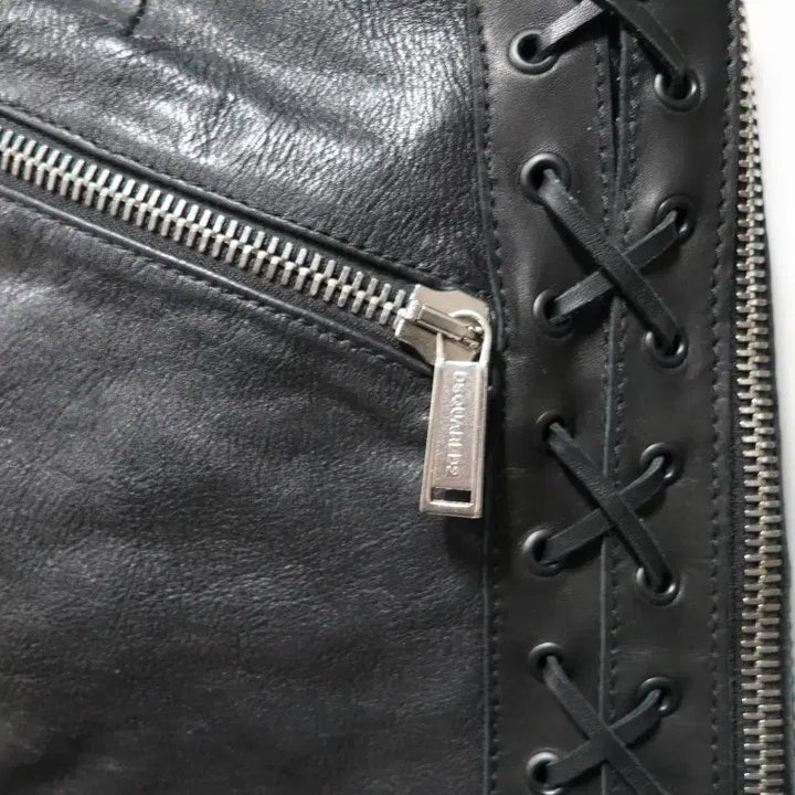 [BUNJANG] DSQUARED2 Leather Lace-up Pants / DSQUARED2 블랙 가죽 레이스업 바지 48 정품 새제품-레어템