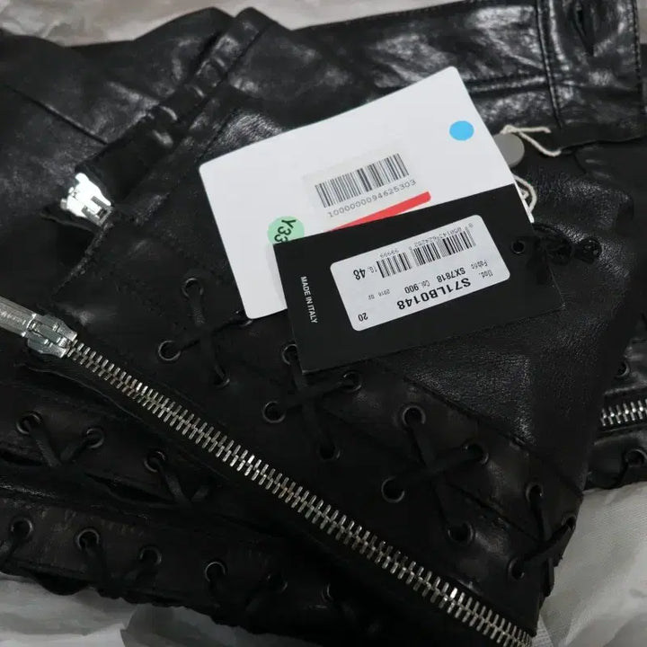 [BUNJANG] DSQUARED2 Leather Lace-up Pants / DSQUARED2 블랙 가죽 레이스업 바지 48 정품 새제품-레어템