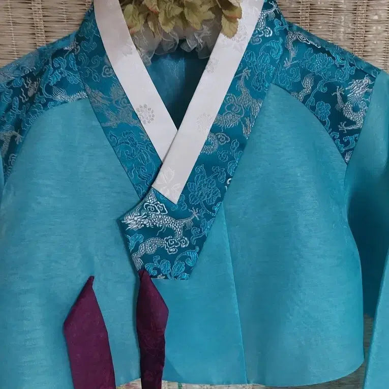 [BUNJANG] Sky Blue Lace Hanbok Jacket / 하늘색 레이스 여자 한복 저고리