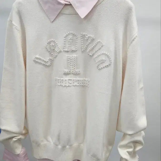 [BUNJANG] Lang/Bang Beaded Logo Knit Top / (@땡처리)랑/방 비딩 로고 니트 탑프리사이즈(~95)