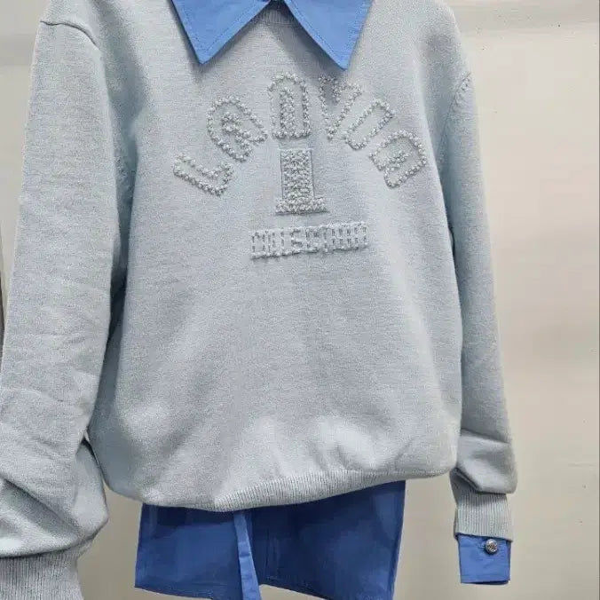 [BUNJANG] Lang/Bang Beaded Logo Knit Top / (@땡처리)랑/방 비딩 로고 니트 탑프리사이즈(~95)