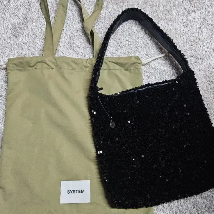[SOLD OUT] SYSTEM 블랙 스팽글 토트백