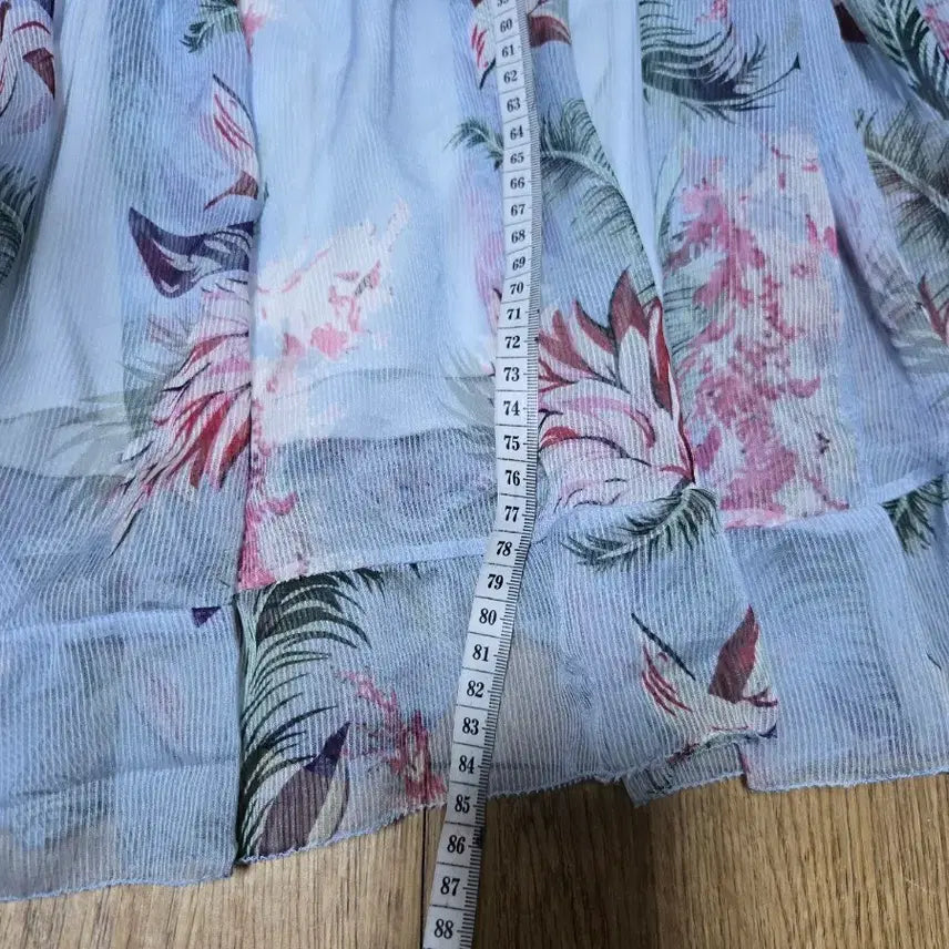 [BUNJANG] Floral See-Through Mini Dress Light Sky Blue / 플라워 시스루  미니 원피스 연한 하늘색