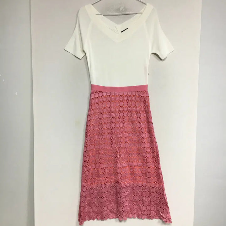 [SOLD OUT] SISLEY 시슬리 레이스 블록 니트 원피스