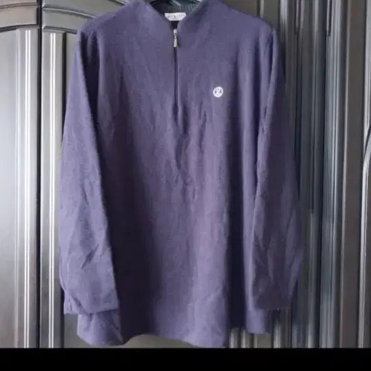 [BUNJANG] Purple Half-Neck Fleece Sweatshirt / 퍼플 하프넥 기모 맨투맨