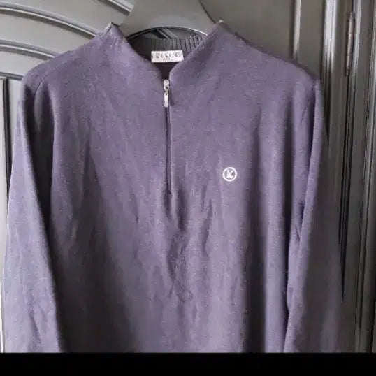 [BUNJANG] Purple Half-Neck Fleece Sweatshirt / 퍼플 하프넥 기모 맨투맨