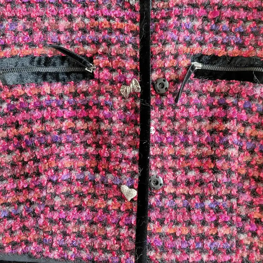 [BUNJANG] Reneyvon Tweed Crop Jacket / 레니본 트위드 크롭 자켓 핑크 퍼프 숄더