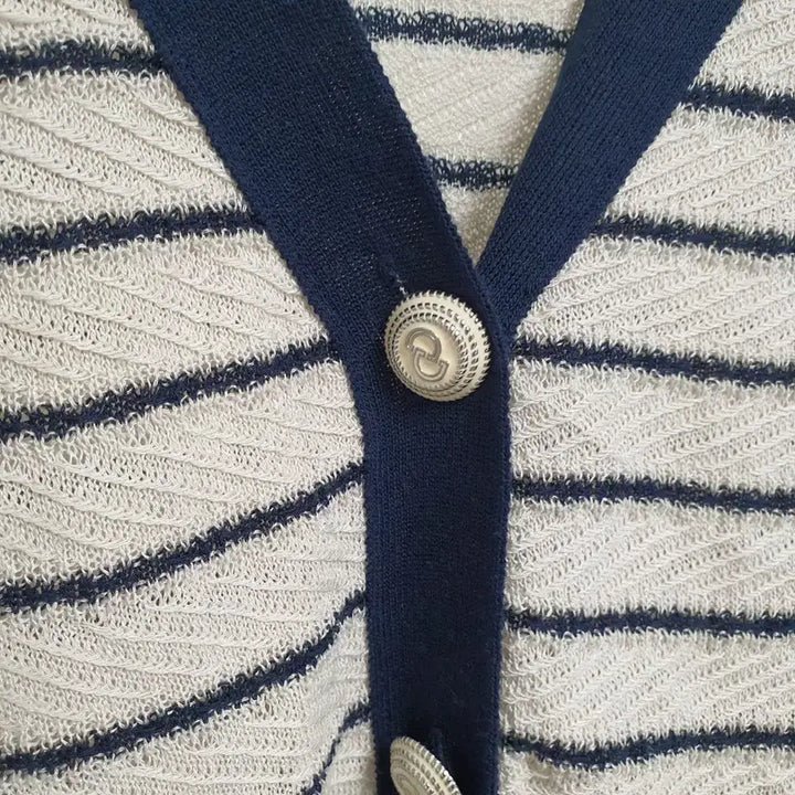 [BUNJANG] Karl Lagerfeld Stripe Short Sleeve Cardigan / 칼라거펠트 스트라이프 반팔가디건