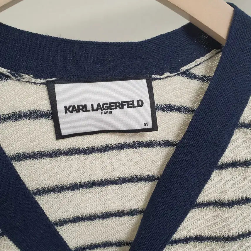 [BUNJANG] Karl Lagerfeld Stripe Short Sleeve Cardigan / 칼라거펠트 스트라이프 반팔가디건