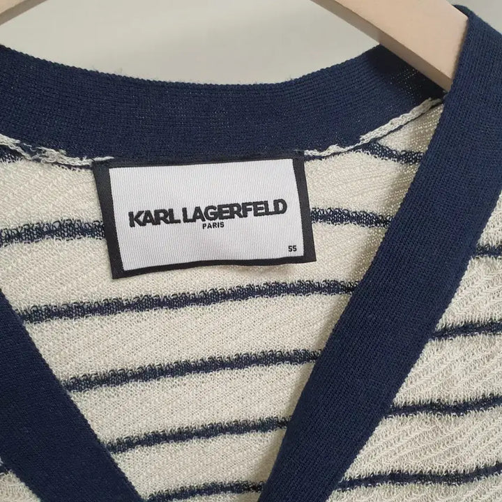 [BUNJANG] Karl Lagerfeld Stripe Short Sleeve Cardigan / 칼라거펠트 스트라이프 반팔가디건