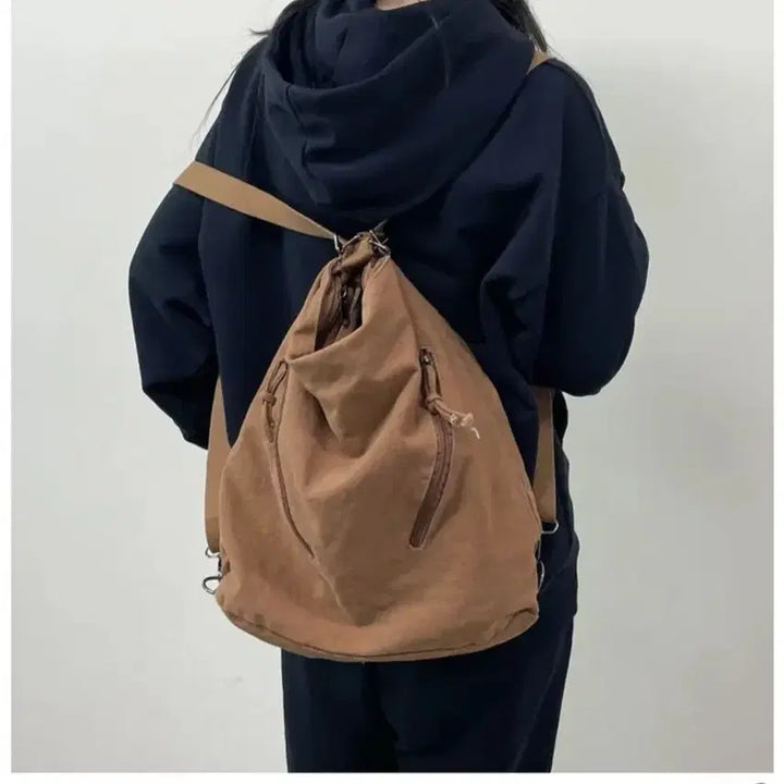 [BUNJANG] 3WAY Canvas Bag Brown / 3WAY 캔버스 백 브라운