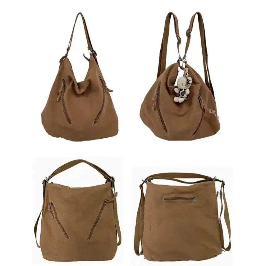 [BUNJANG] 3WAY Canvas Bag Brown / 3WAY 캔버스 백 브라운