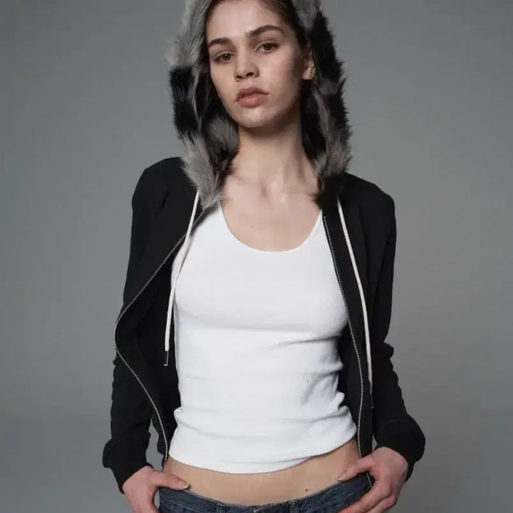 [BUNJANG] Setlpoomoon Hooded Zip-up Black / 세틀포문 후드집업 블랙