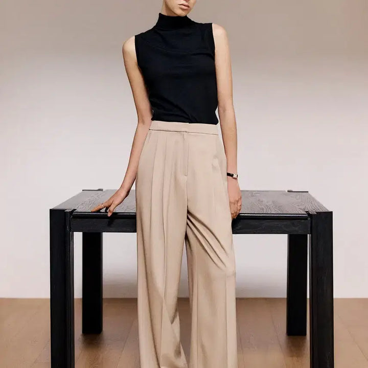 [BUNJANG] Unworn Beige Pleated Slacks / 시에 핀턱 슬랙스 봄여름용