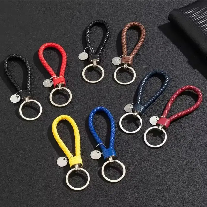 [BUNJANG] Leather Braided Keyring / 가죽 꼬임 키링 (블랙/레드/브라운/네이비/옐로우)