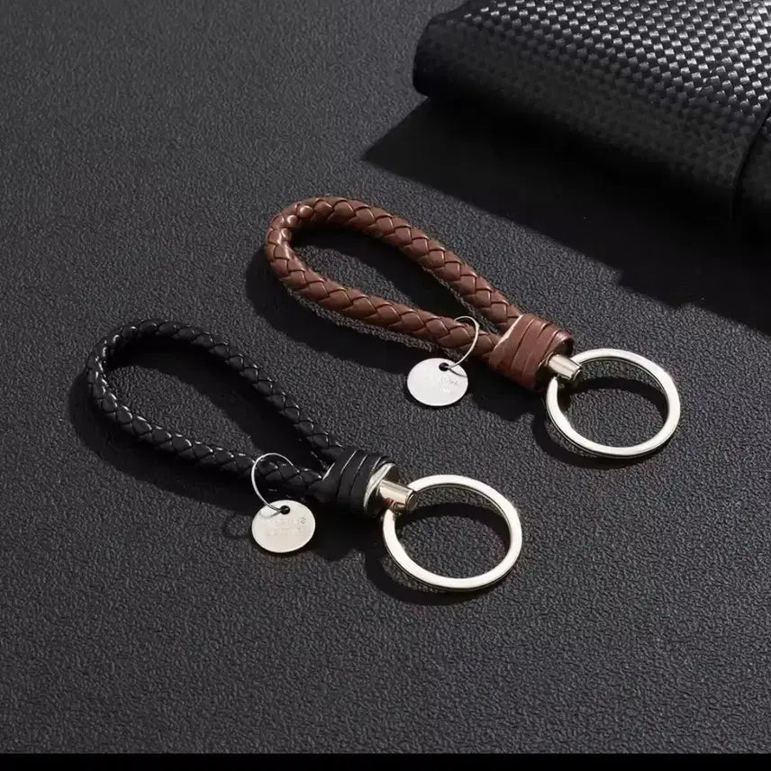 [BUNJANG] Leather Braided Keyring / 가죽 꼬임 키링 (블랙/레드/브라운/네이비/옐로우)