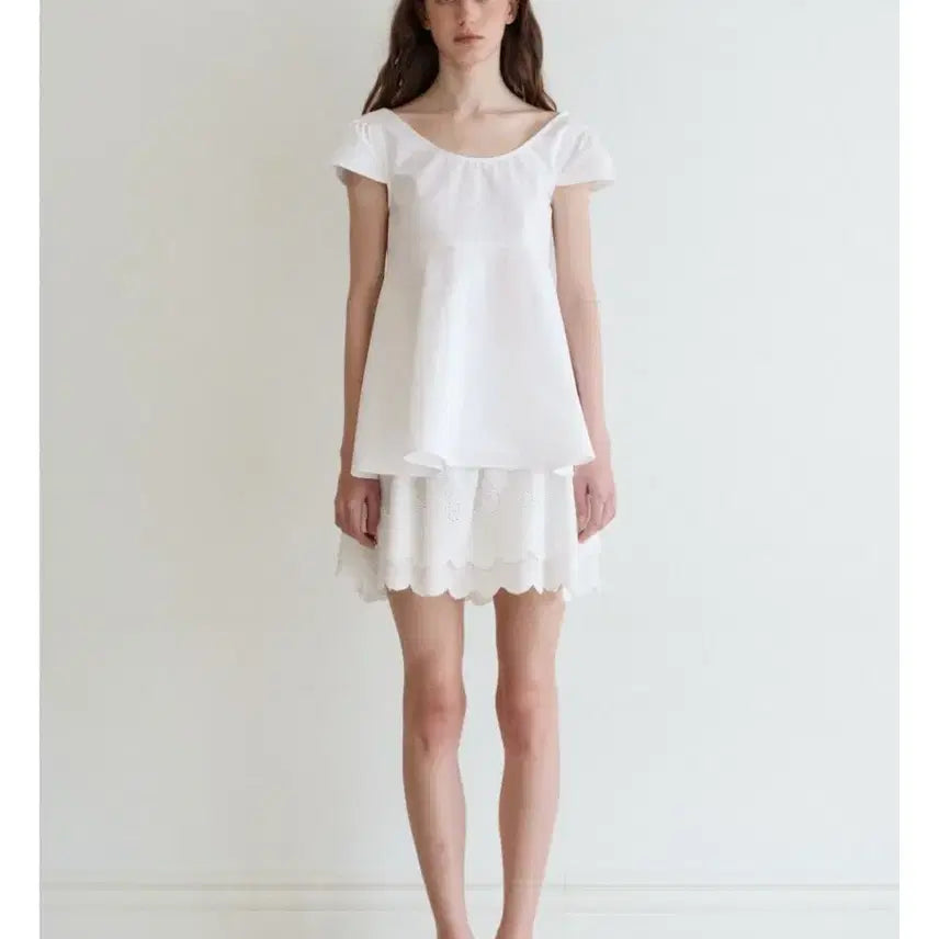 [BUNJANG] Spring Crocus Kankan Skirt White / 스프링크로커스 캉캉 스커트 화이트
