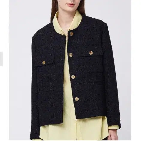 [BUNJANG] Studio Tomboy Tweed Collarless Jacket / 스튜디오톰보이 트위드 노카라 자켓 55-66