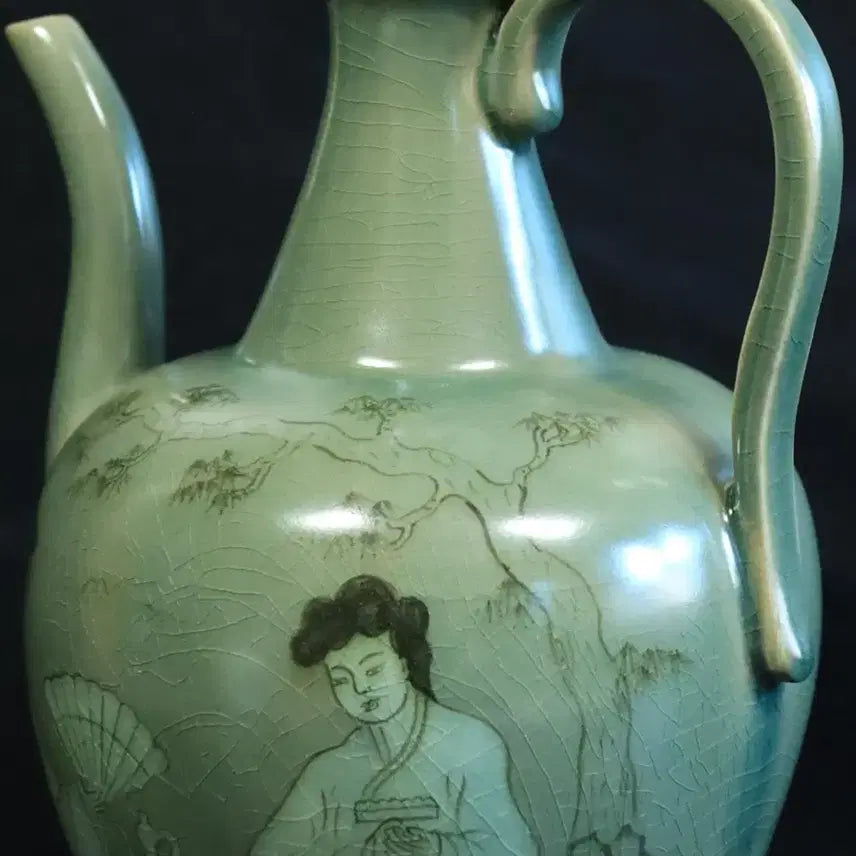 [BUNJANG] Korean Celadon Porcelain Flute Jug / 한국 도자기 고려청자 풍류도 주자