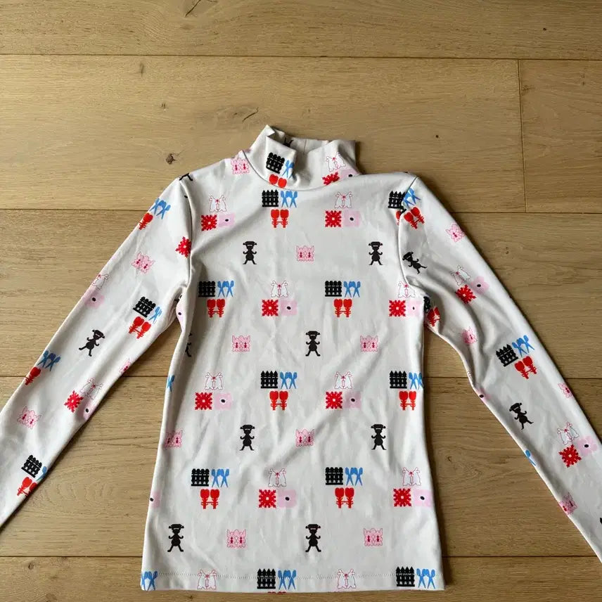 [BUNJANG] Minju Kim Patterned Jersey Turtleneck Top / 민주킴 패턴 저지 터틀넥 탑