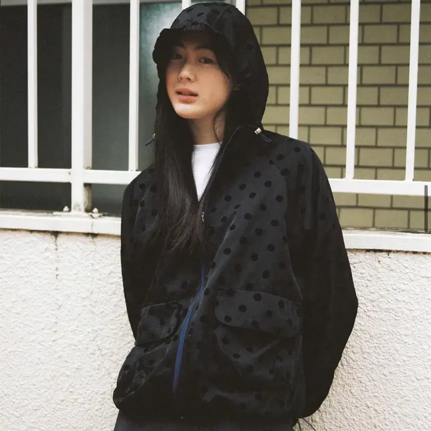 [BUNJANG] OHESHIO Dot Frill Hooded Windbreaker Jumper / 오헤시오 바람막이