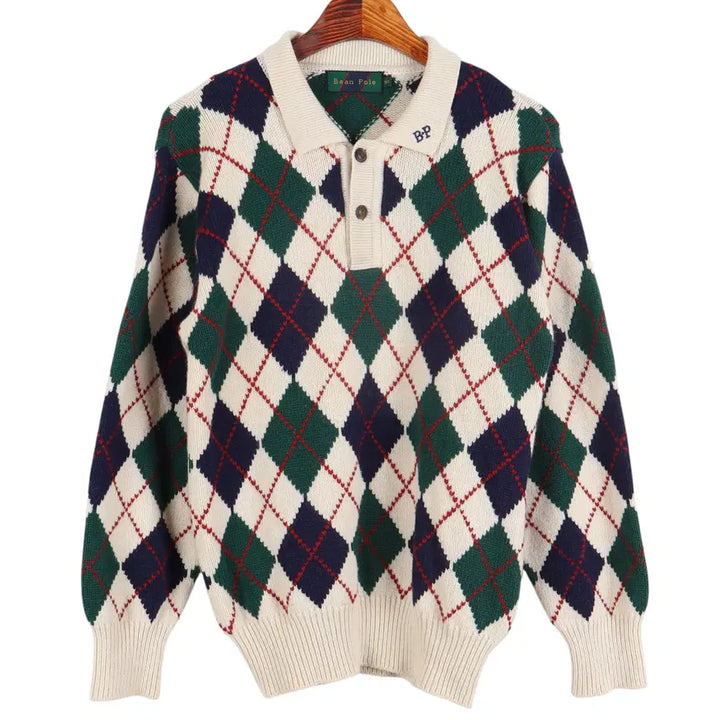 [BUNJANG] Beanpole Argyle Knit Sweater / 빈폴 BEANPOLE 90S 아가일 니트 90 / k3038
