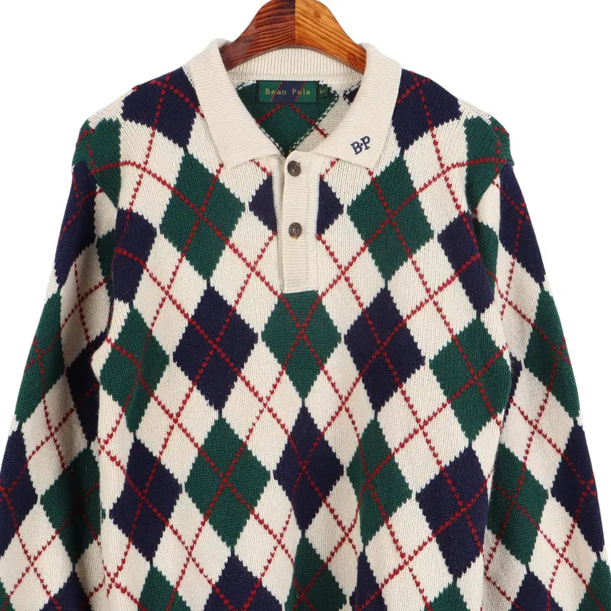 [BUNJANG] Beanpole Argyle Knit Sweater / 빈폴 BEANPOLE 90S 아가일 니트 90 / k3038