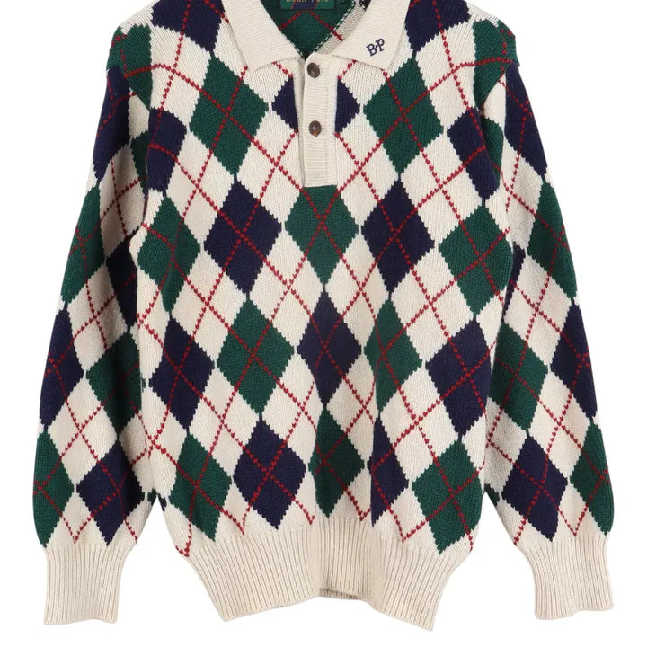 [BUNJANG] Beanpole Argyle Knit Sweater / 빈폴 BEANPOLE 90S 아가일 니트 90 / k3038