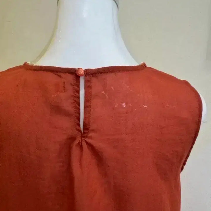 [BUNJANG] Brick Color Chiffon Lace Blouse / 브릭컬러 쉬폰 나시 블라우스 레이스 포인트 M/데이트룩 하객룩