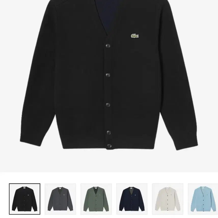 [BUNJANG] Lacoste Basic V-Neck Wool Cardigan Black / 라코스테 베이직 브이넥 울 가디건 블랙 AH460E-53N