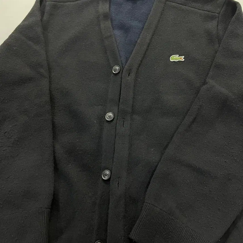 [BUNJANG] Lacoste Basic V-Neck Wool Cardigan Black / 라코스테 베이직 브이넥 울 가디건 블랙 AH460E-53N