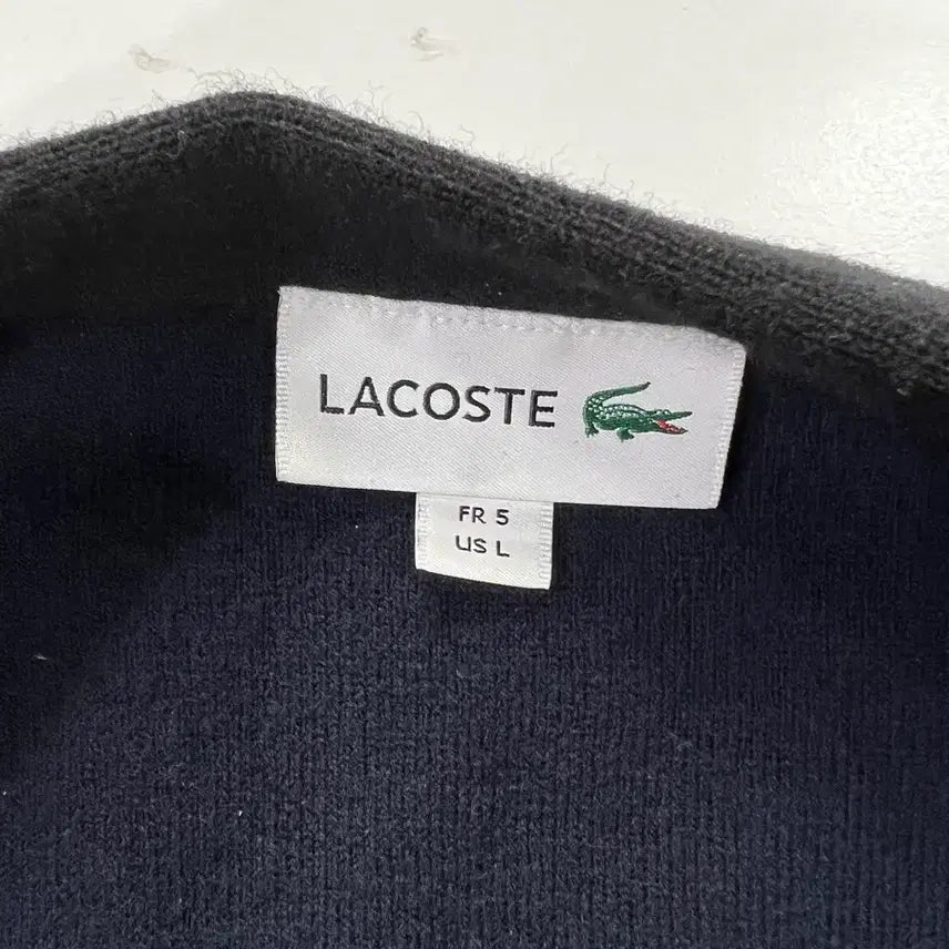 [BUNJANG] Lacoste Basic V-Neck Wool Cardigan Black / 라코스테 베이직 브이넥 울 가디건 블랙 AH460E-53N