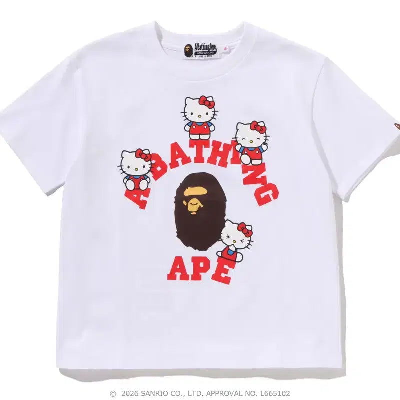 [BUNJANG] BAPE Sanrio Hello Kitty Collaboration T-shirt White S / 산리오 X 베이프 헬로키티 콜라보 티셔츠 화이트 S