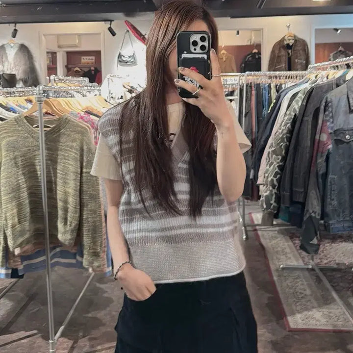 [BUNJANG] COS Alpaca V-Neck Striped Knit Vest / cos 코스 알파카 브이넥 스트라이프 니트 베스트 M