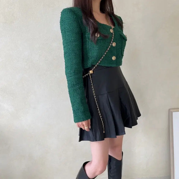 [BUNJANG] Tweed Crop Gold Button Jacket / 트위드 크롭 금장자켓 새상품