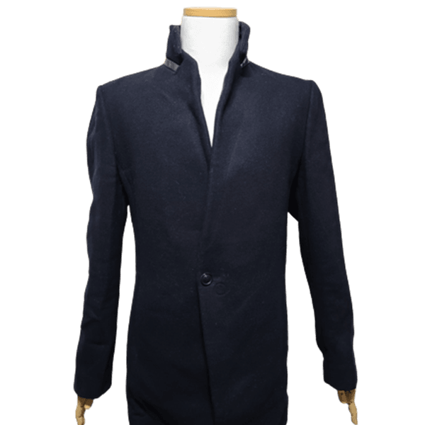 [BUNJANG] System Homme Leather-Accented Wool Coat / 시스템옴므 정품 양가죽배색 남자 추동초겨울용 남성 정장모직코트자켓90