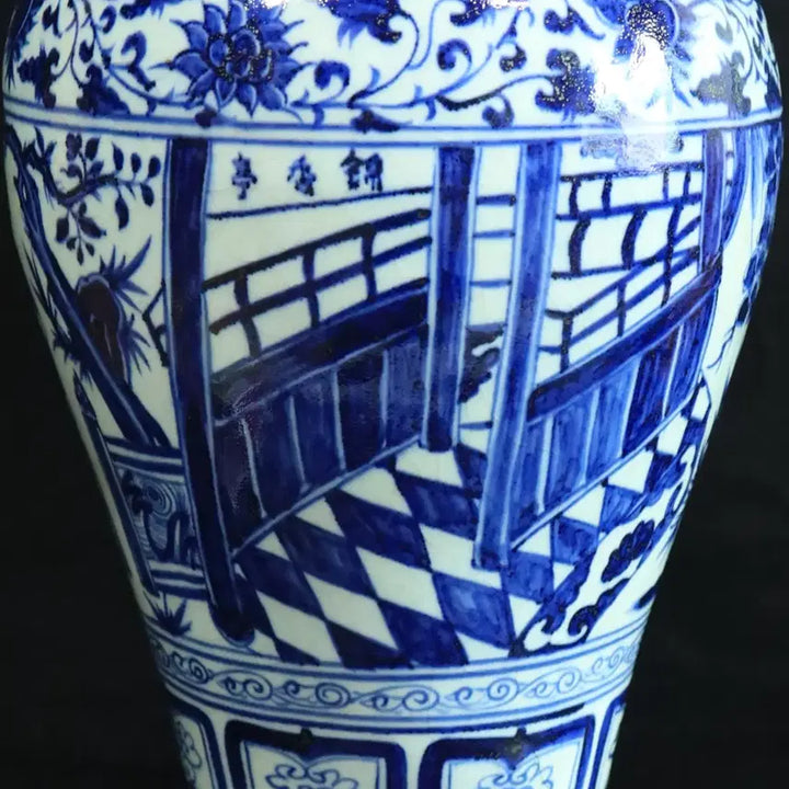 [BUNJANG] Chinese Porcelain Blue and White Figure Meiping Vase / 중국 도자기 청화 인물도 매병
