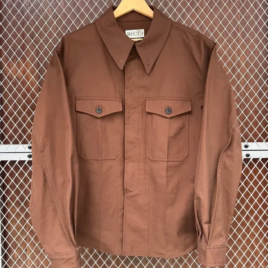 [BUNJANG] Recto Cotton Work Shirt Jacket Brown L / 렉토 코튼 워크 셔츠 자켓 브라운 L